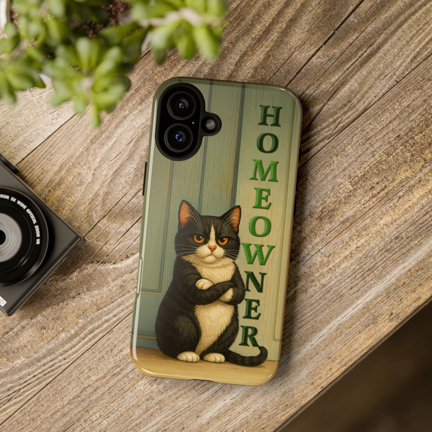 Proud Cat Homeowner Phone Case – Funny Black & White Cat Design