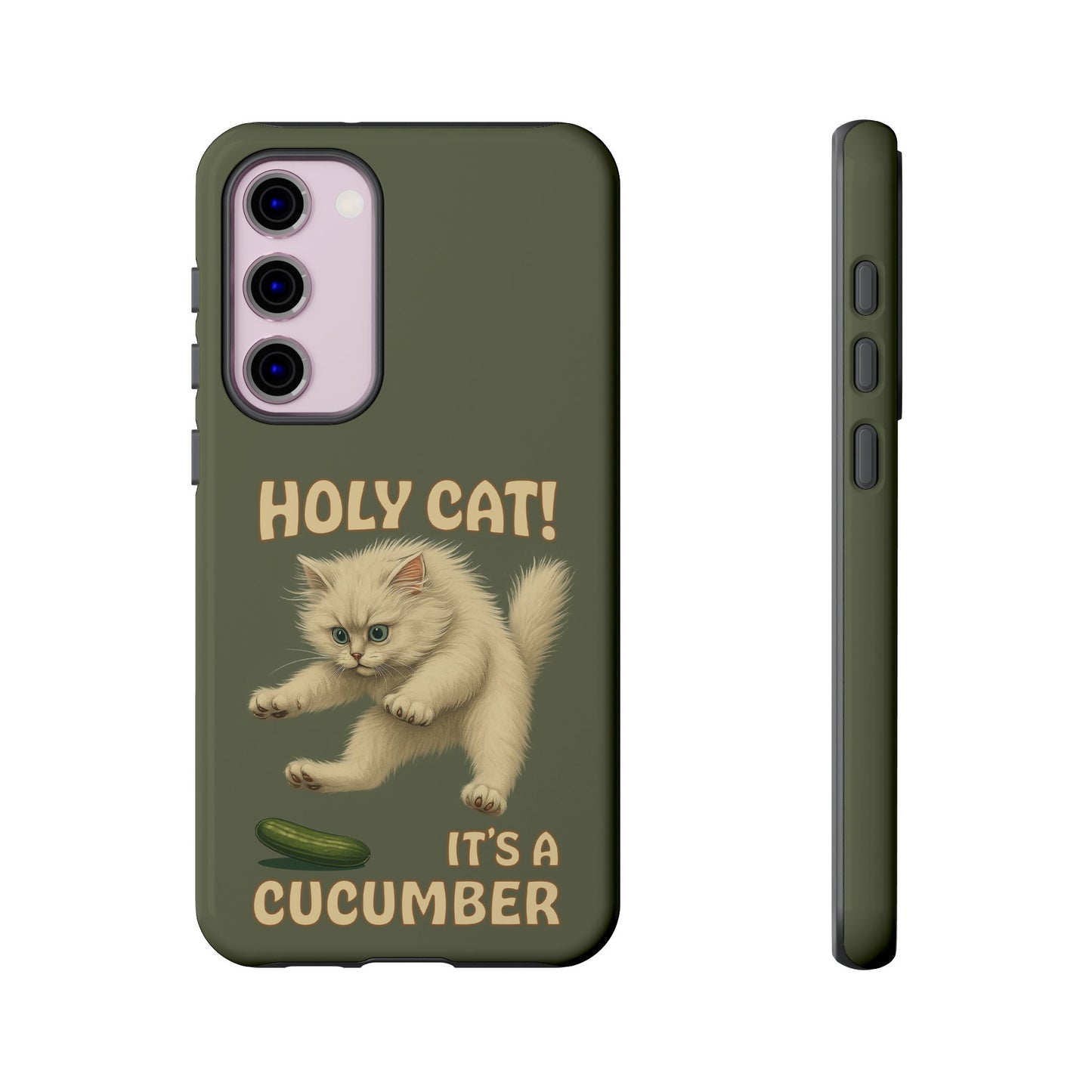 Holy Cat! It's a Cucumber – Funny Jumping Cat Phone Case