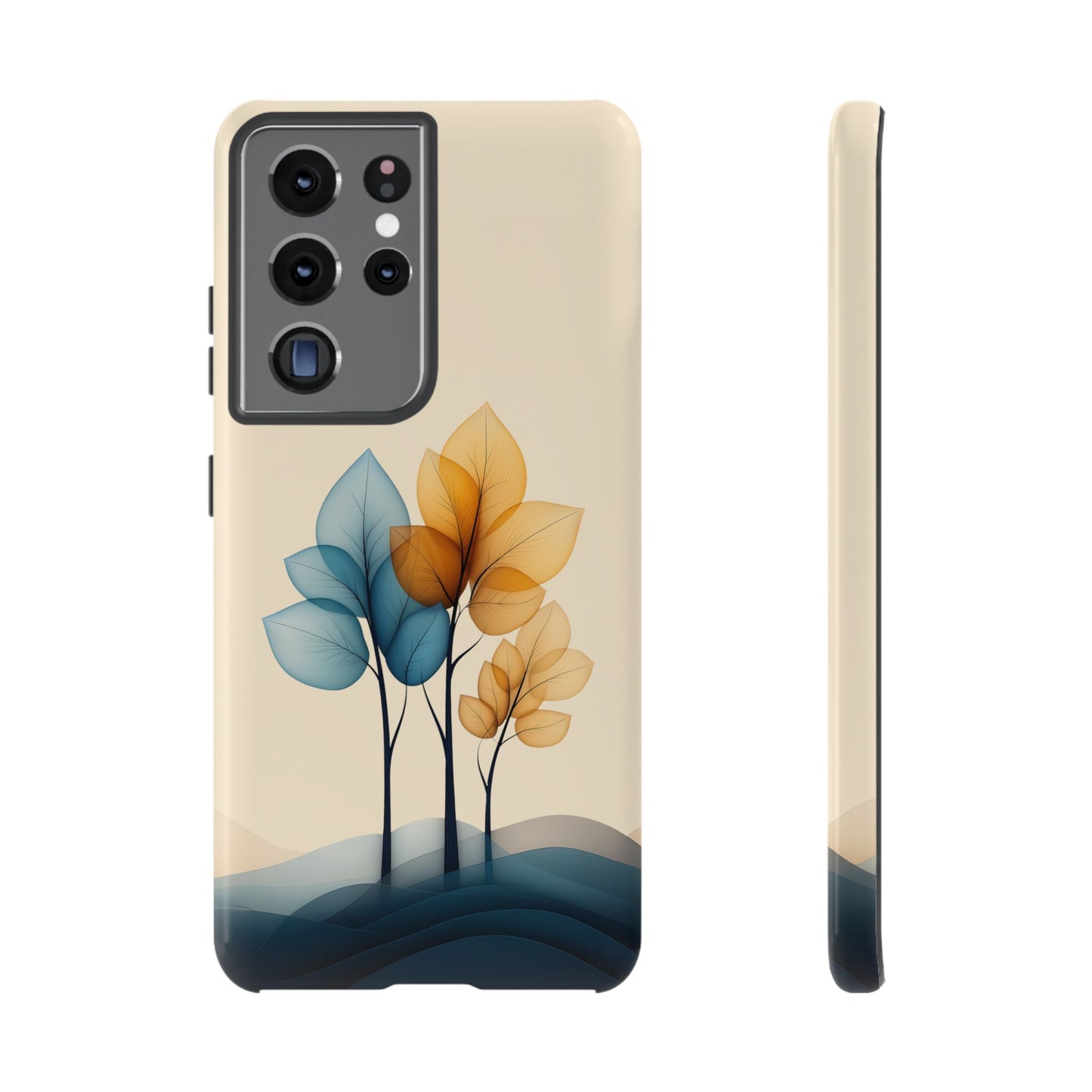 Abstract Trees Blue Yellow Beige, Minimalist Style