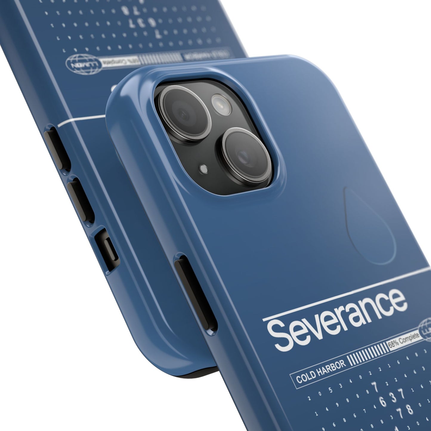 Severance Inspired Phone Case Cold Harbor Corporate Blue Design