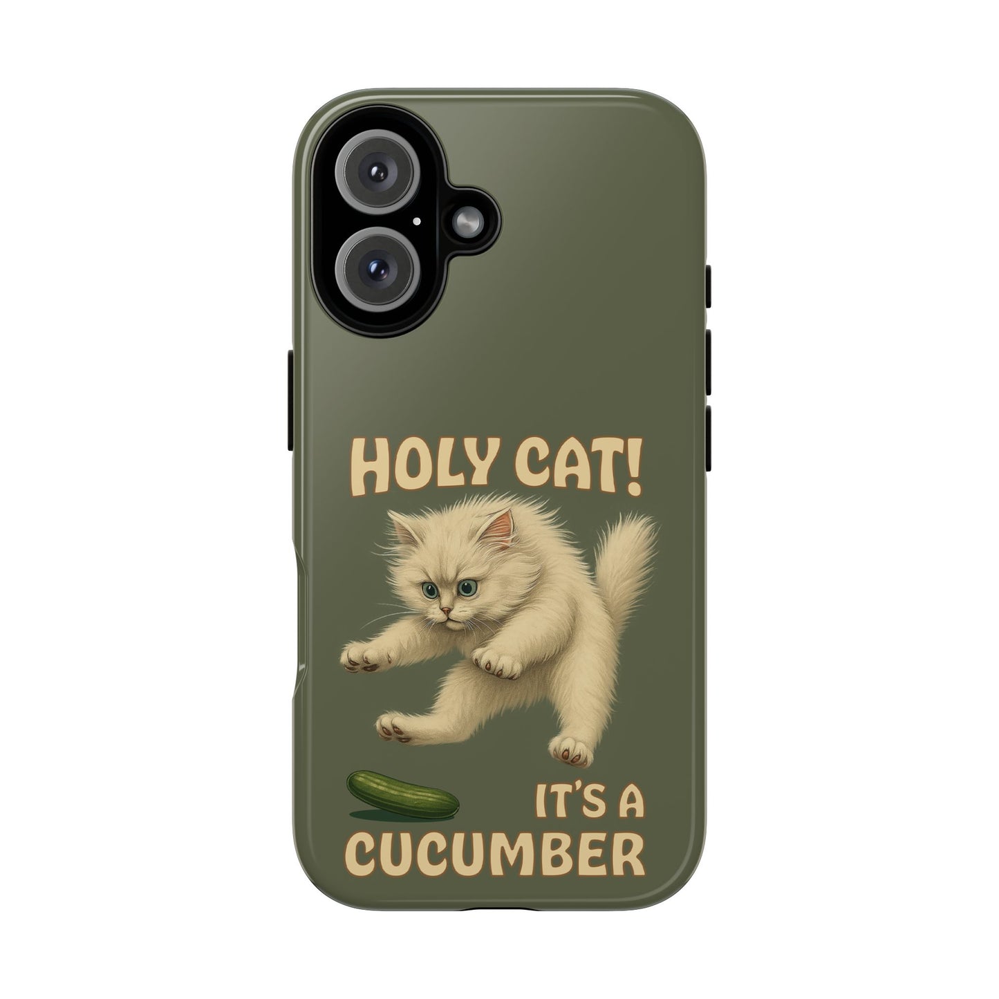 Holy Cat! It's a Cucumber – Funny Jumping Cat Phone Case