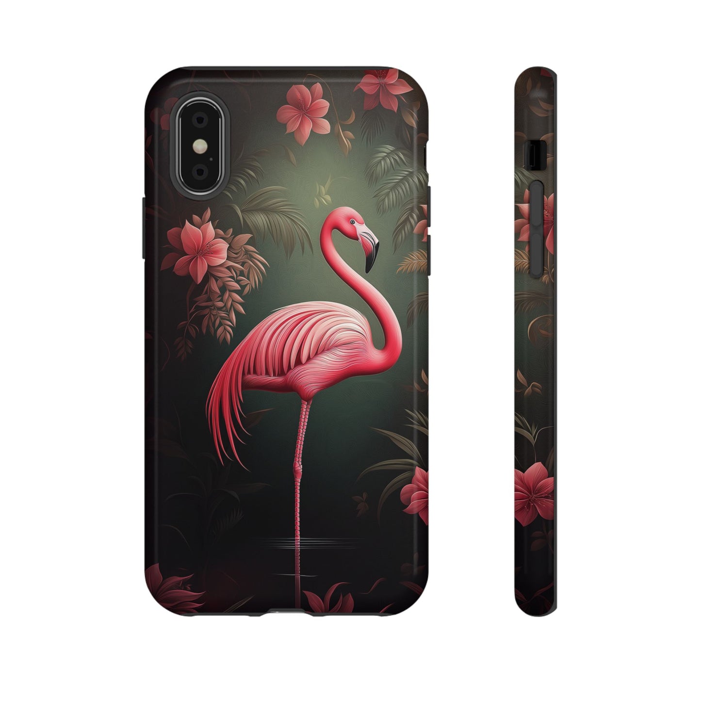 Pink Flamingo and Dark Floral Design, Patrick Brown Style