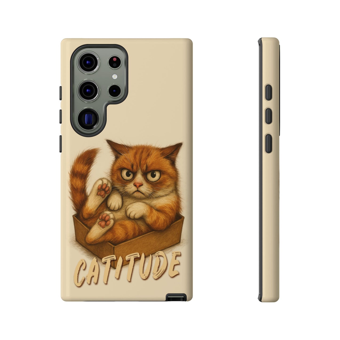 Grumpy Ginger Cat Phone Case CATITUDE in a Box