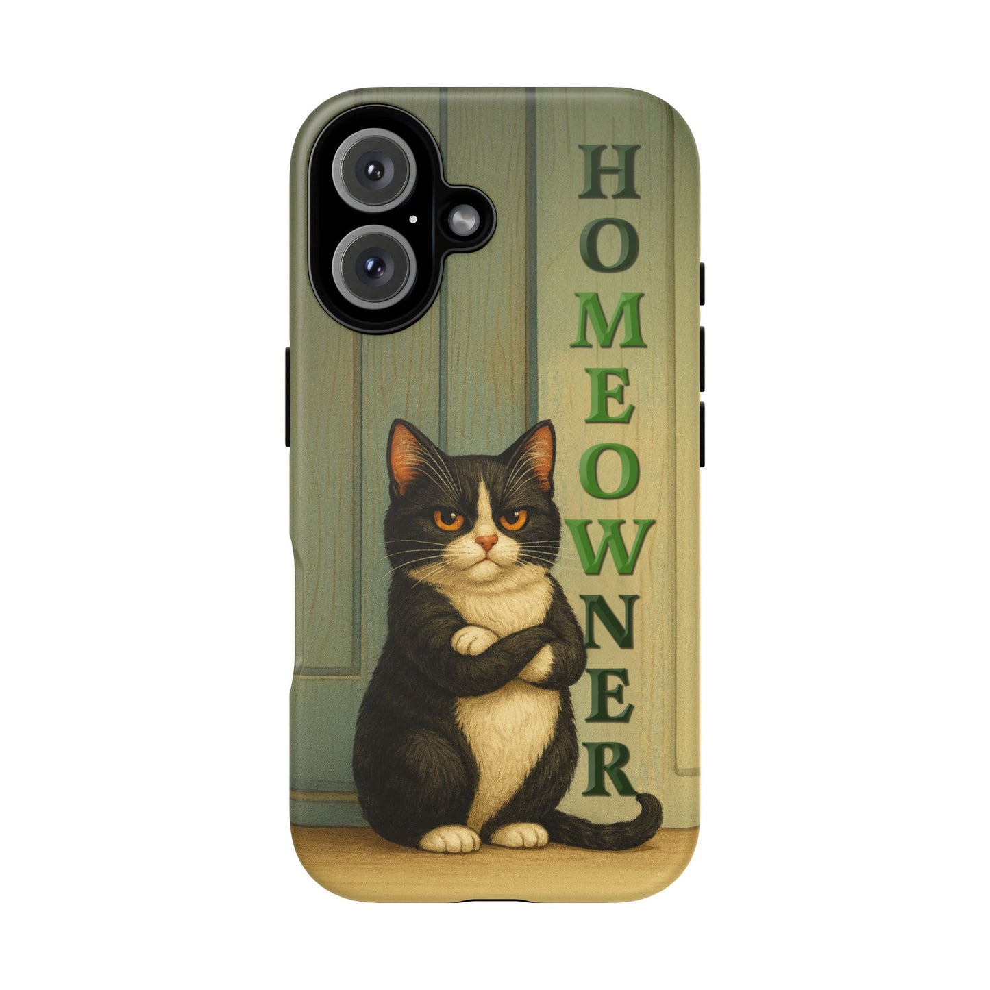 Proud Cat Homeowner Phone Case – Funny Black & White Cat Design