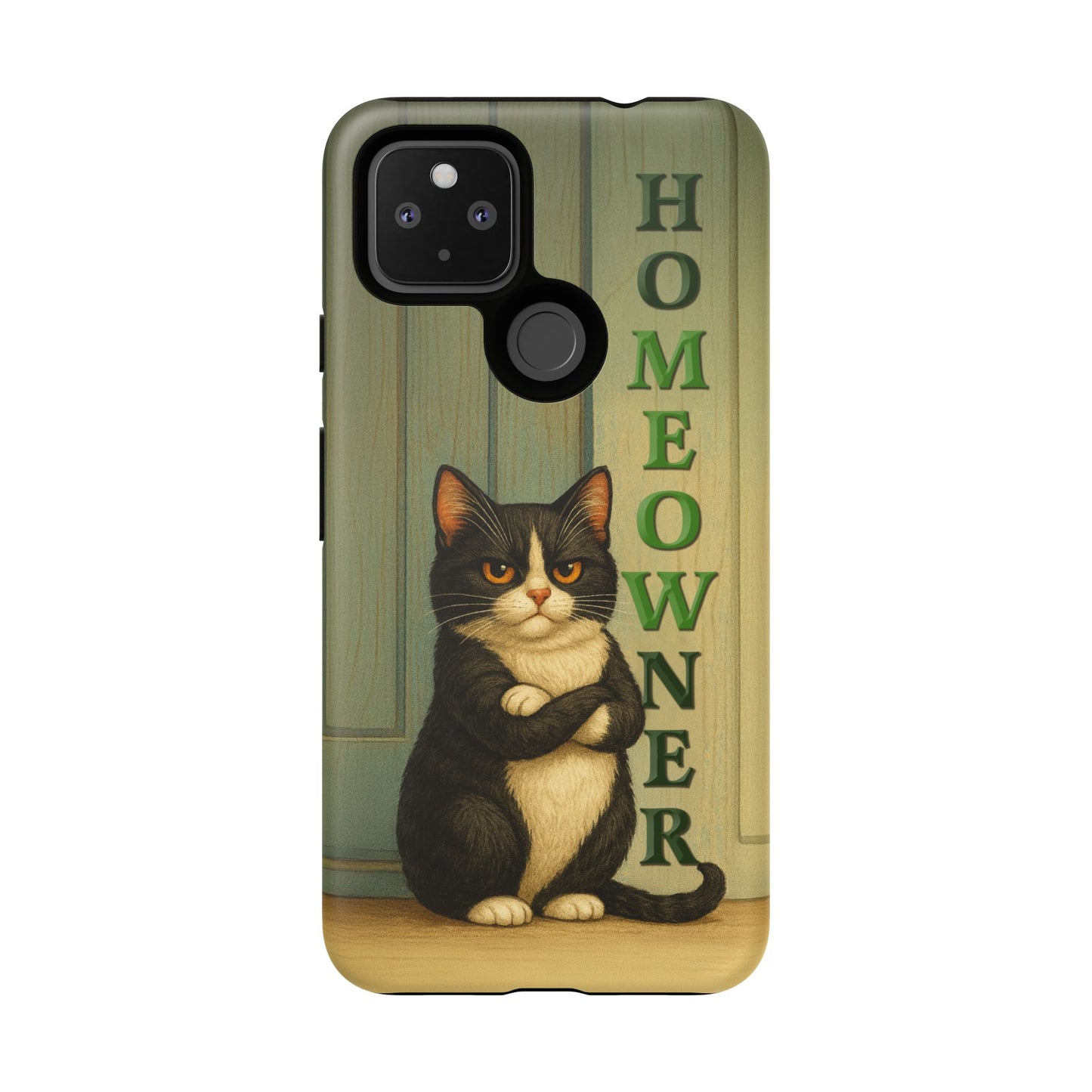 Proud Cat Homeowner Phone Case – Funny Black & White Cat Design