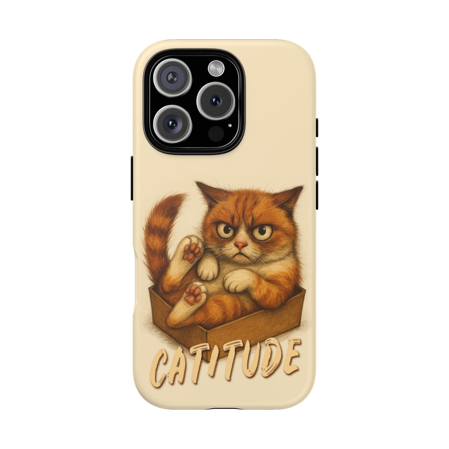 Grumpy Ginger Cat Phone Case CATITUDE in a Box