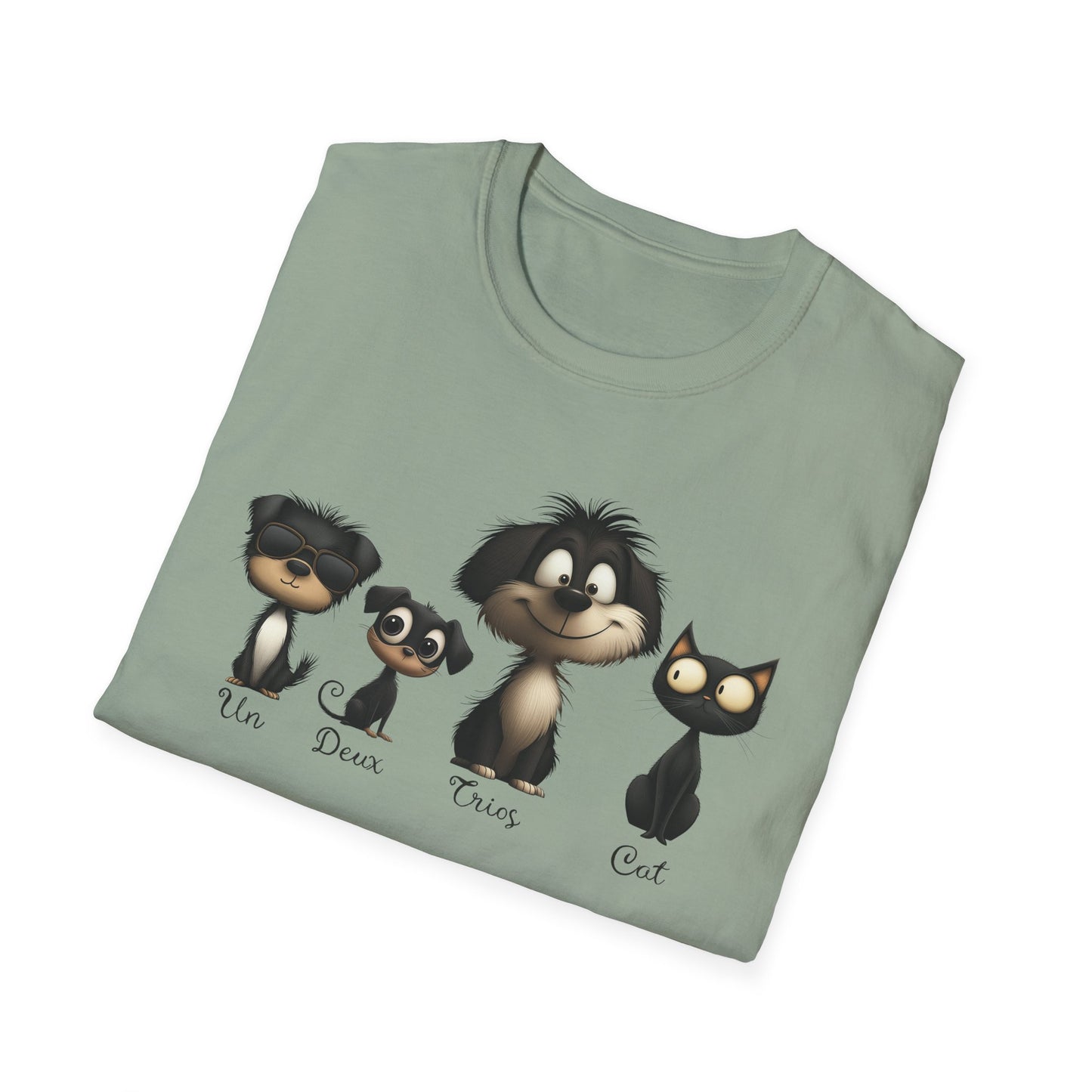 French Numbers Cat Dog T-Shirt