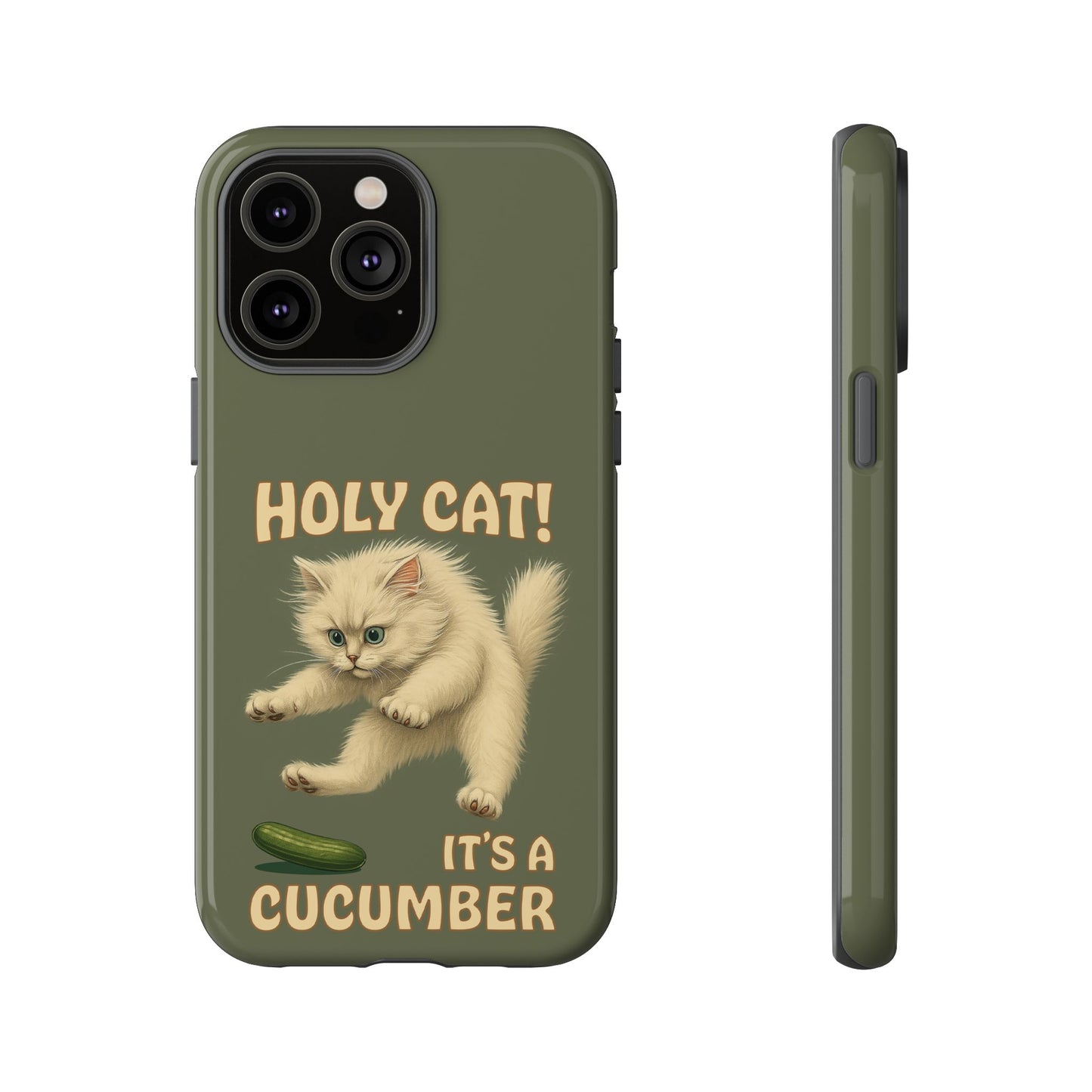 Holy Cat! It's a Cucumber – Funny Jumping Cat Phone Case