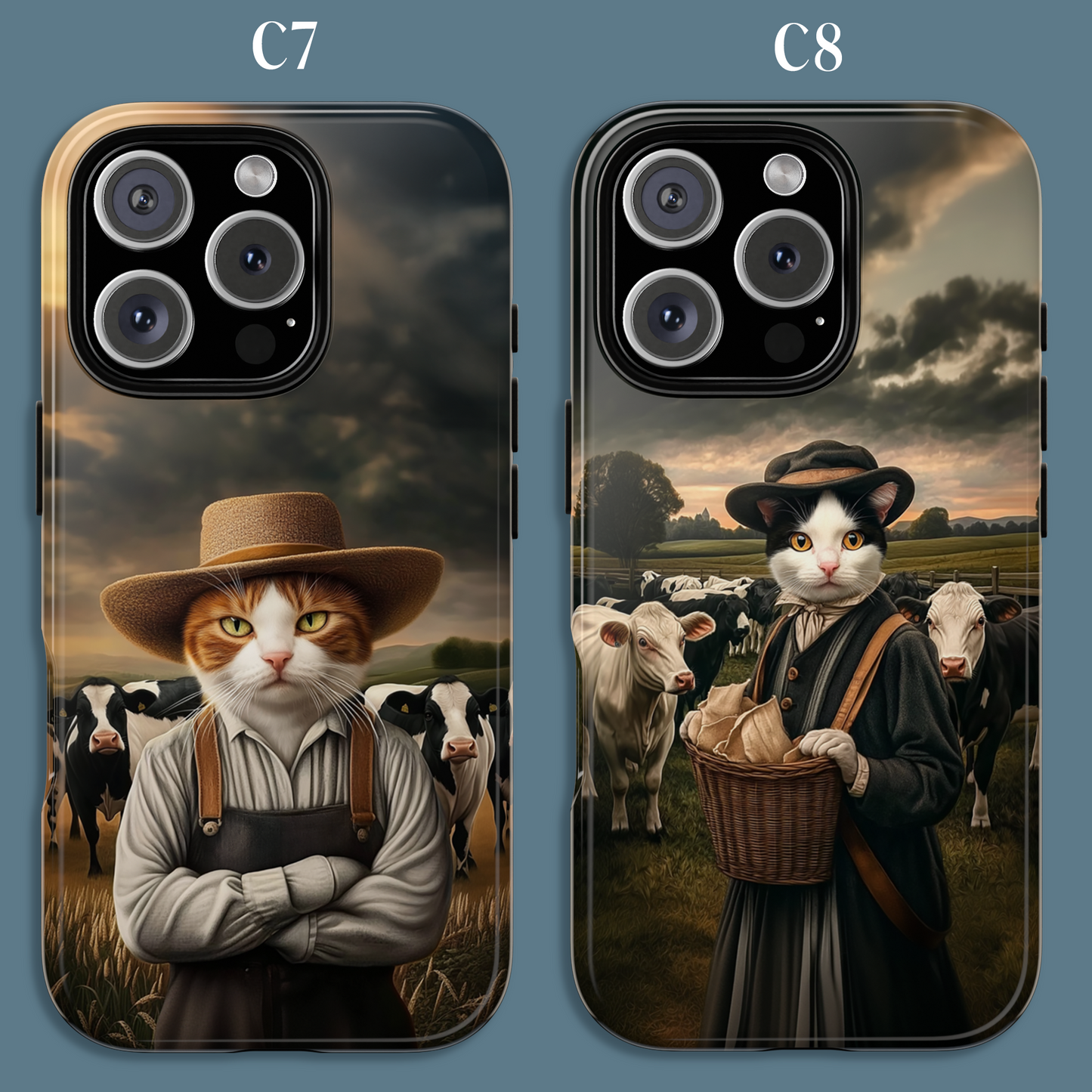 Custom Cat Portraiture Phone Case Vintage Character