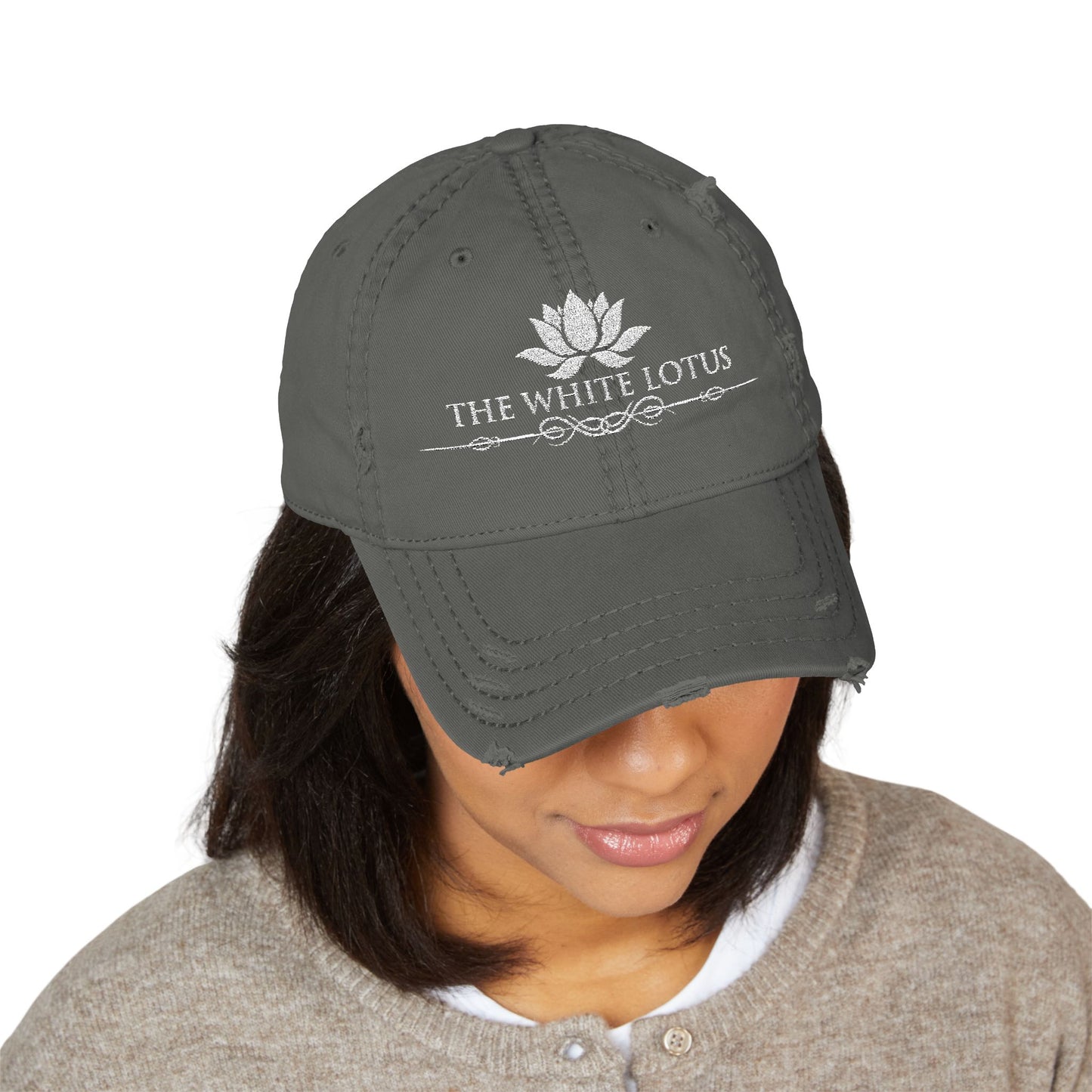 Embroidered Baseball Cap The White Lotus Distressed Beach Resort Apparel