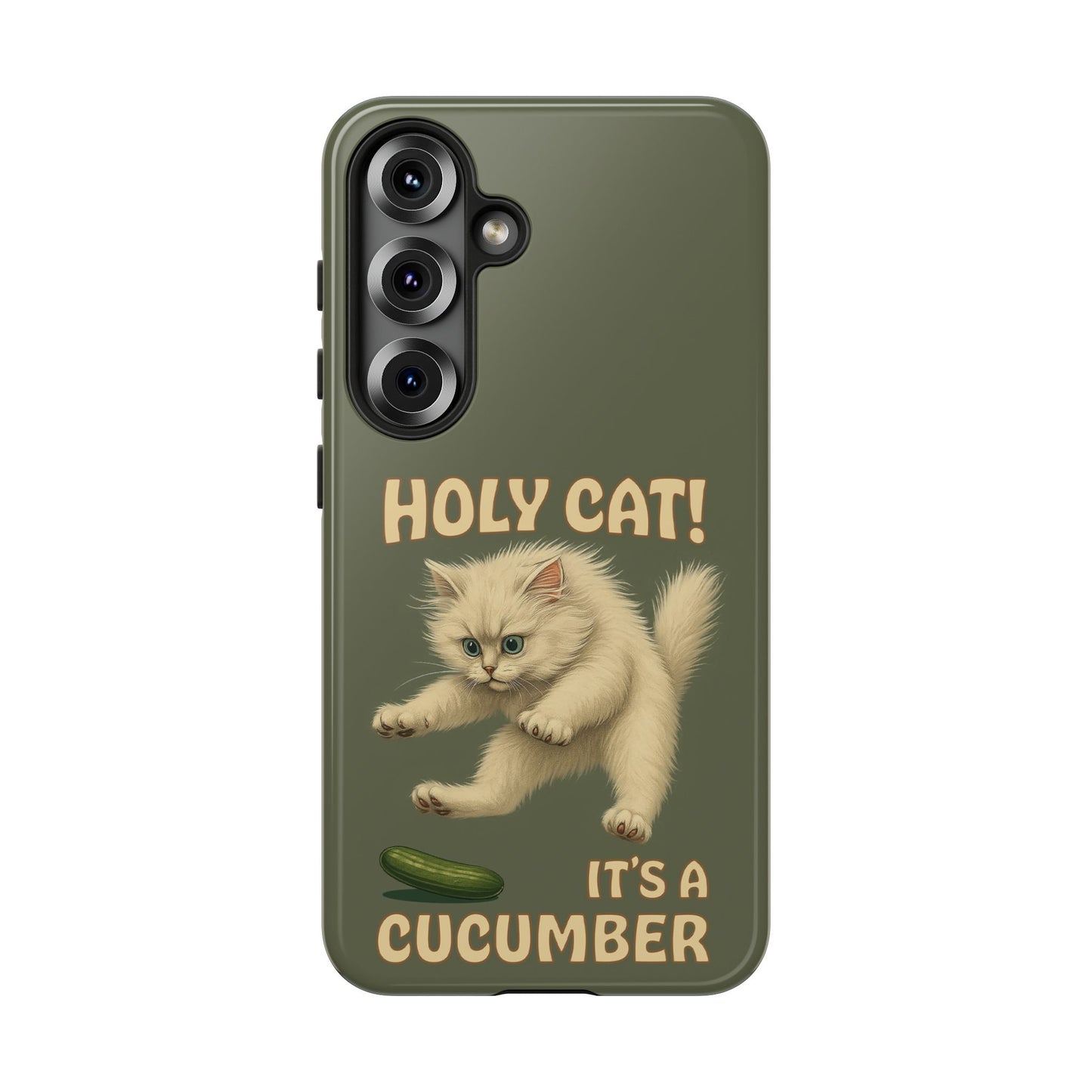 Holy Cat! It's a Cucumber – Funny Jumping Cat Phone Case
