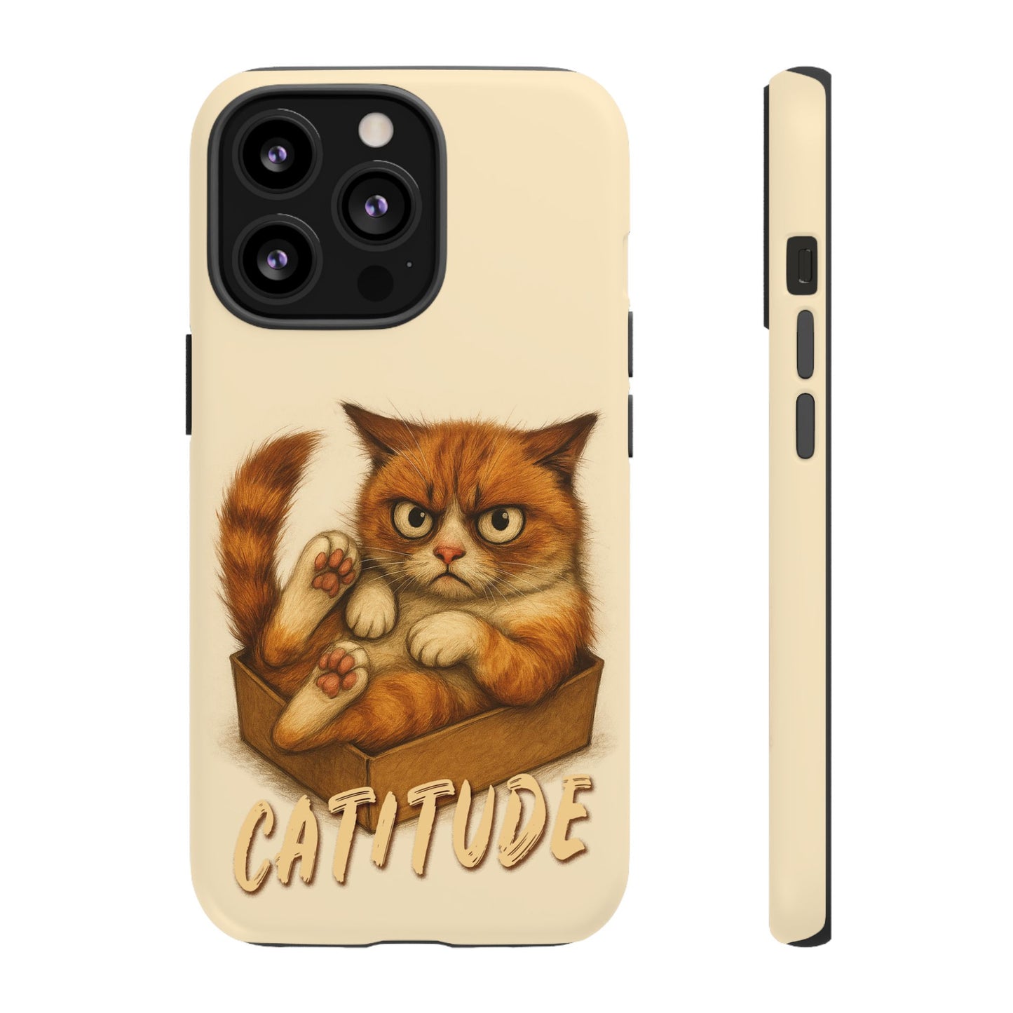 Grumpy Ginger Cat Phone Case CATITUDE in a Box