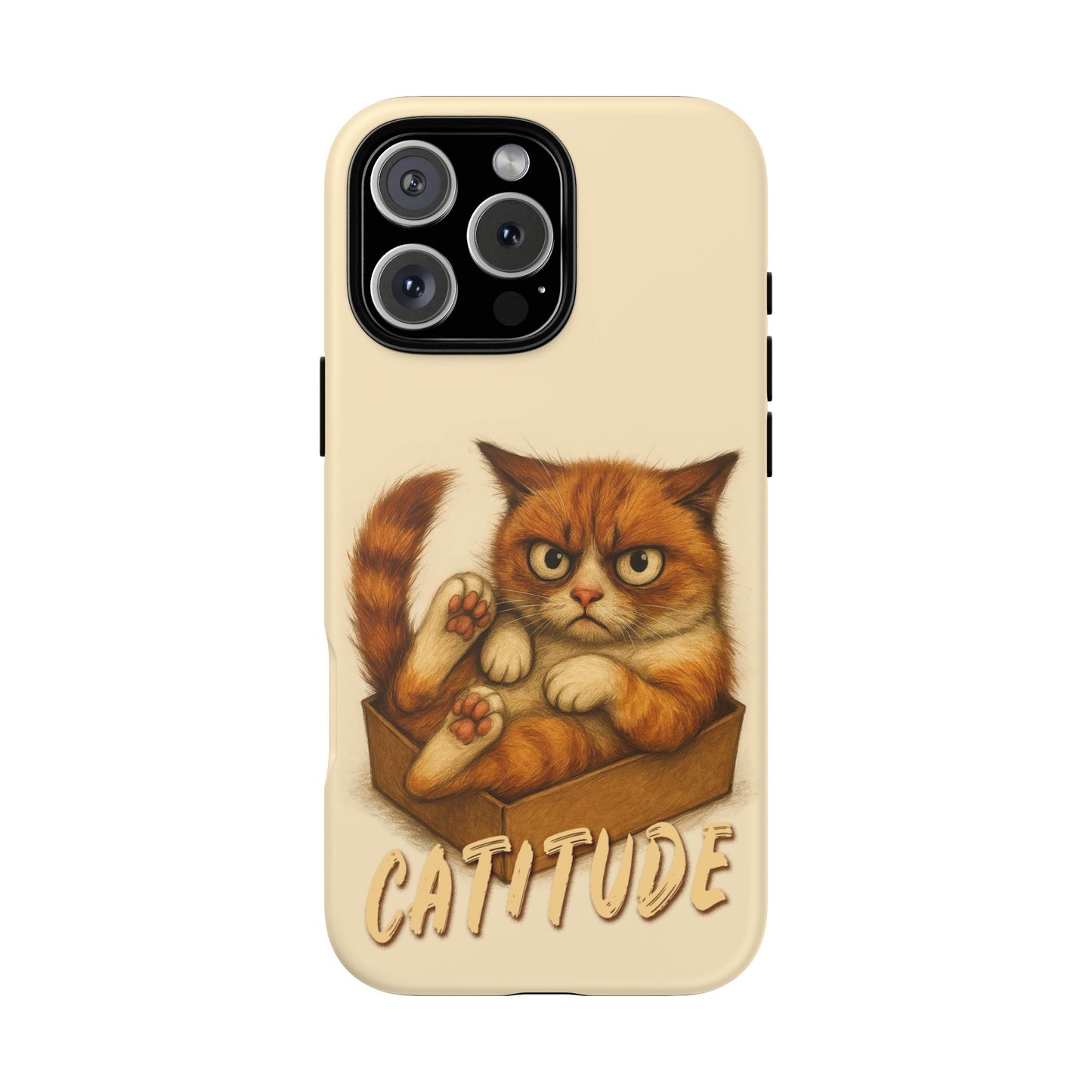 Grumpy Ginger Cat Phone Case CATITUDE in a Box