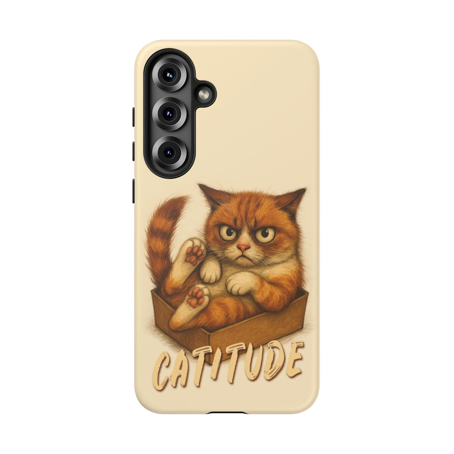 Grumpy Ginger Cat Phone Case CATITUDE in a Box