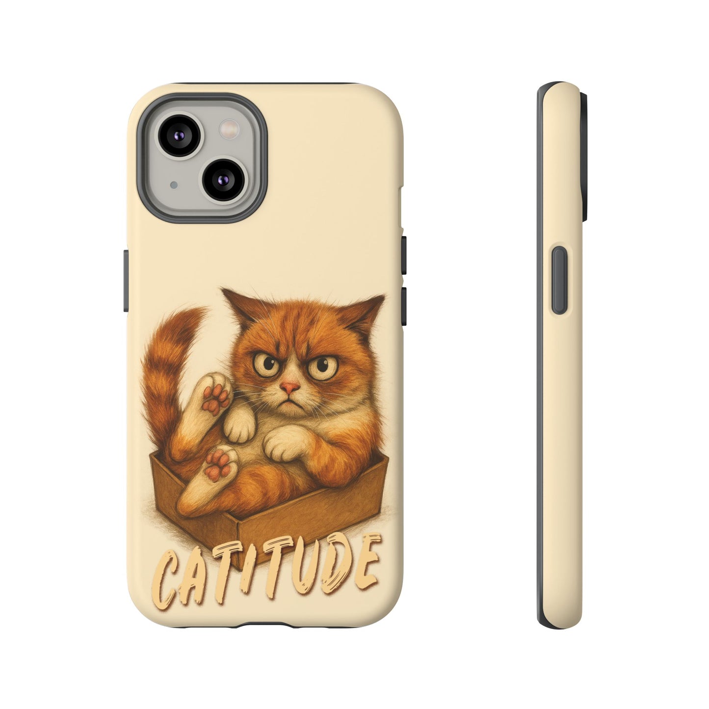 Grumpy Ginger Cat Phone Case CATITUDE in a Box