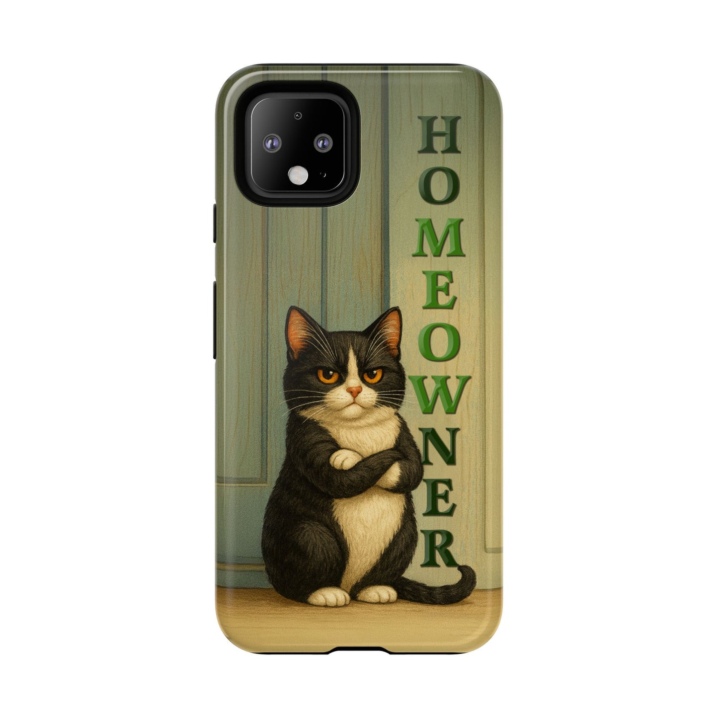 Proud Cat Homeowner Phone Case – Funny Black & White Cat Design