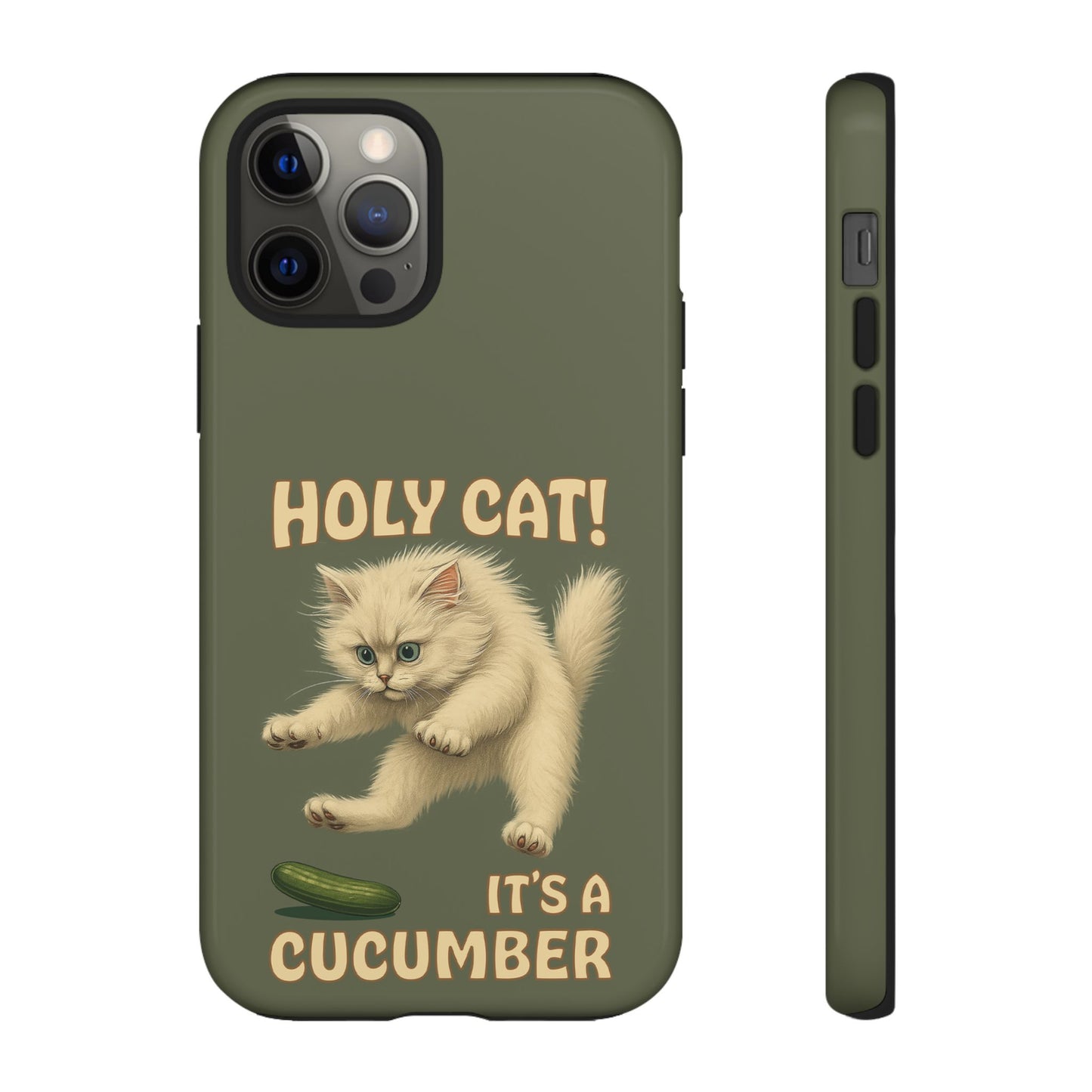 Holy Cat! It's a Cucumber – Funny Jumping Cat Phone Case