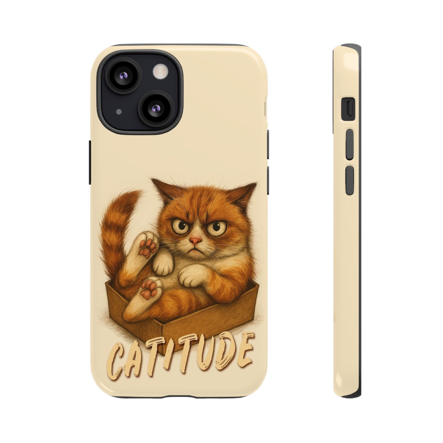 Grumpy Ginger Cat Phone Case CATITUDE in a Box