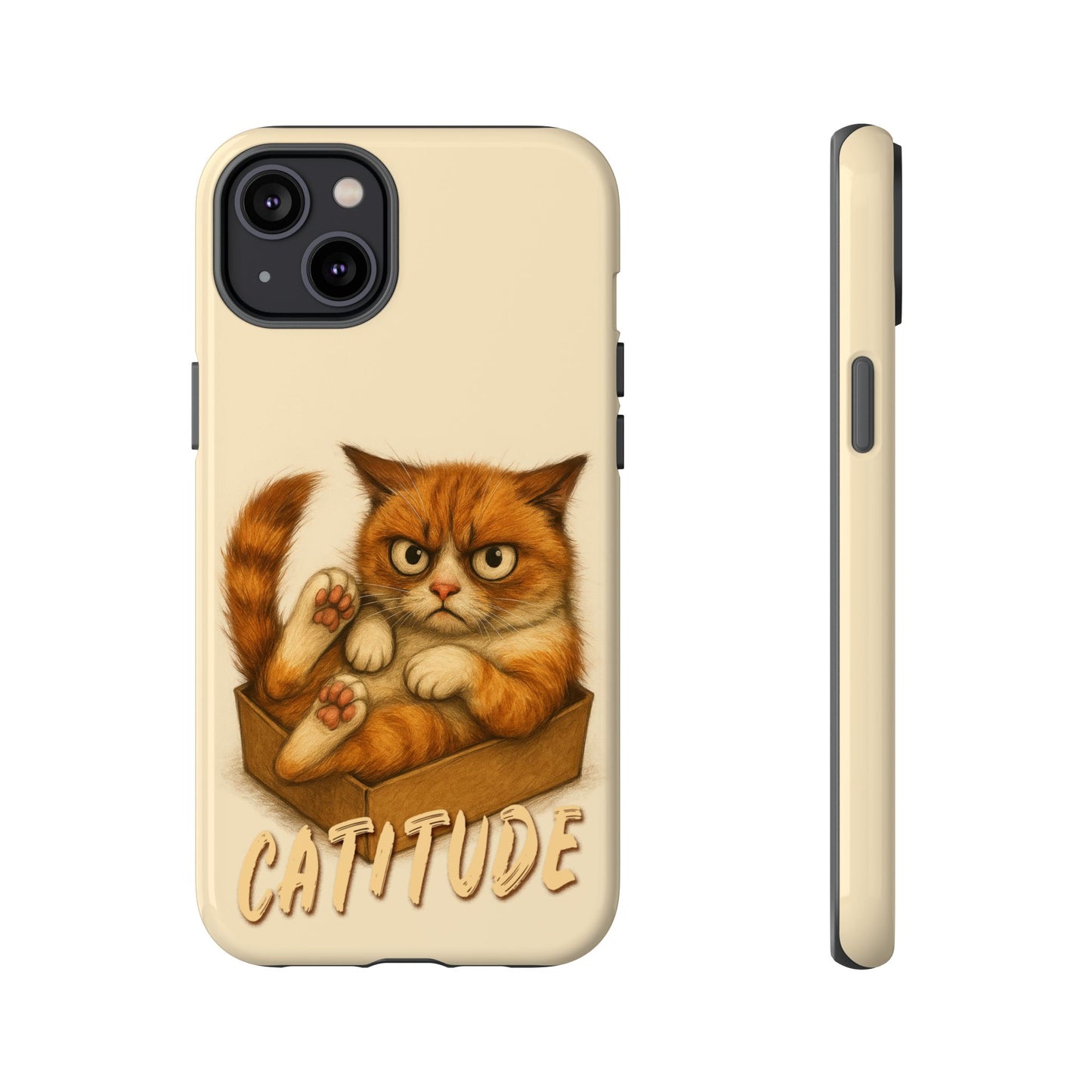 Grumpy Ginger Cat Phone Case CATITUDE in a Box