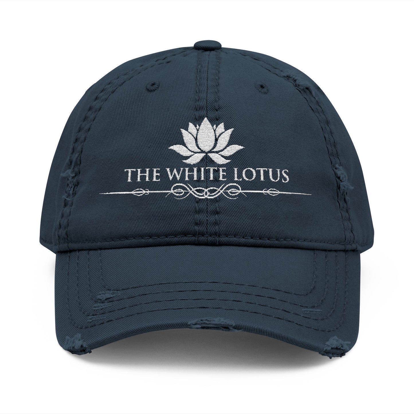 Embroidered Baseball Cap The White Lotus Distressed Beach Resort Apparel