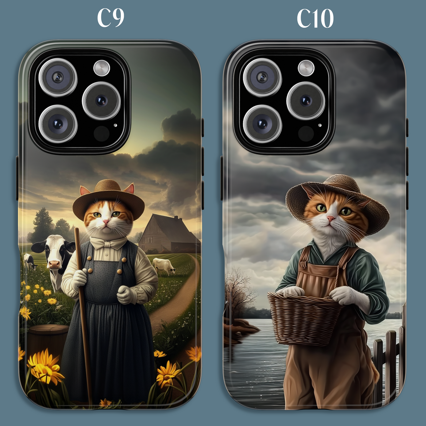 Custom Cat Portraiture Phone Case Vintage Character