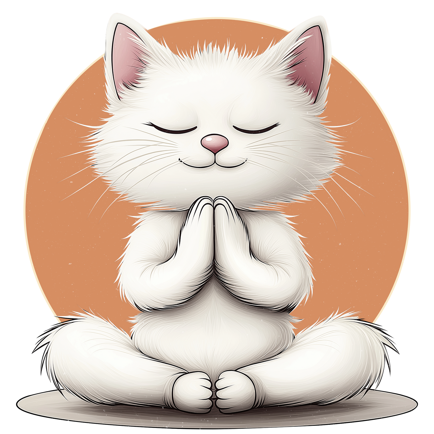 Meditative Buda White Cat T-Shirt