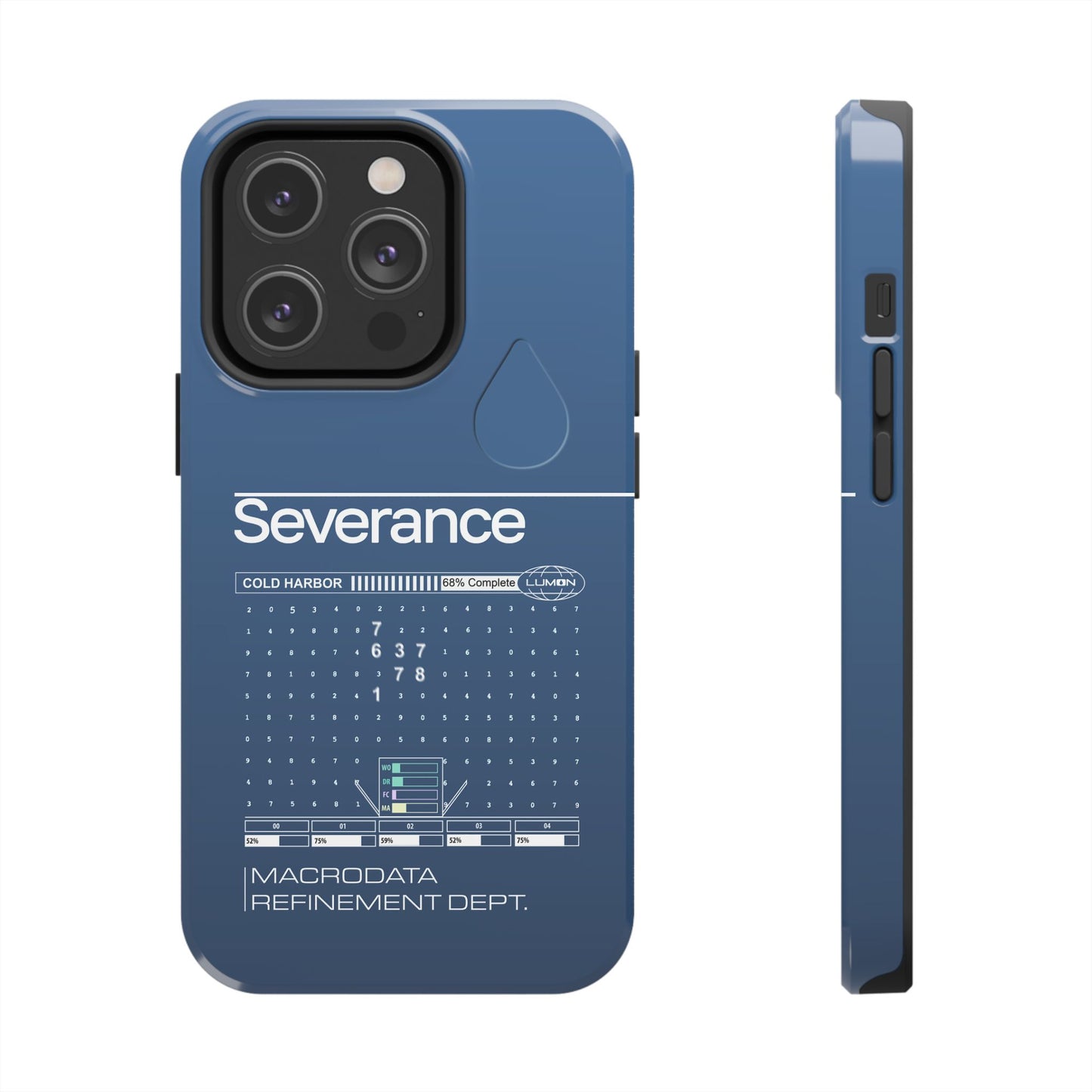 Severance Inspired Phone Case Cold Harbor Corporate Blue Design