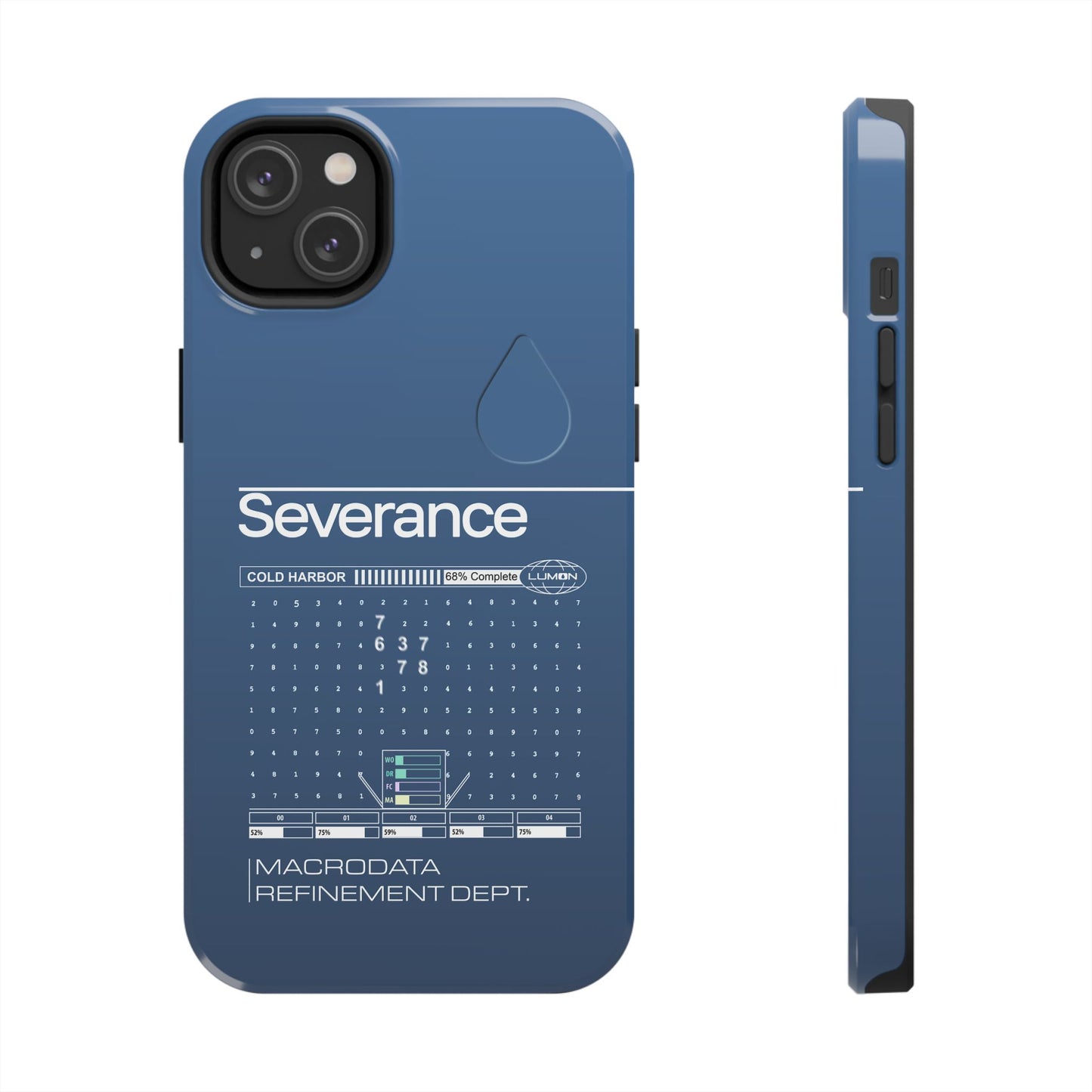Severance Inspired Phone Case Cold Harbor Corporate Blue Design
