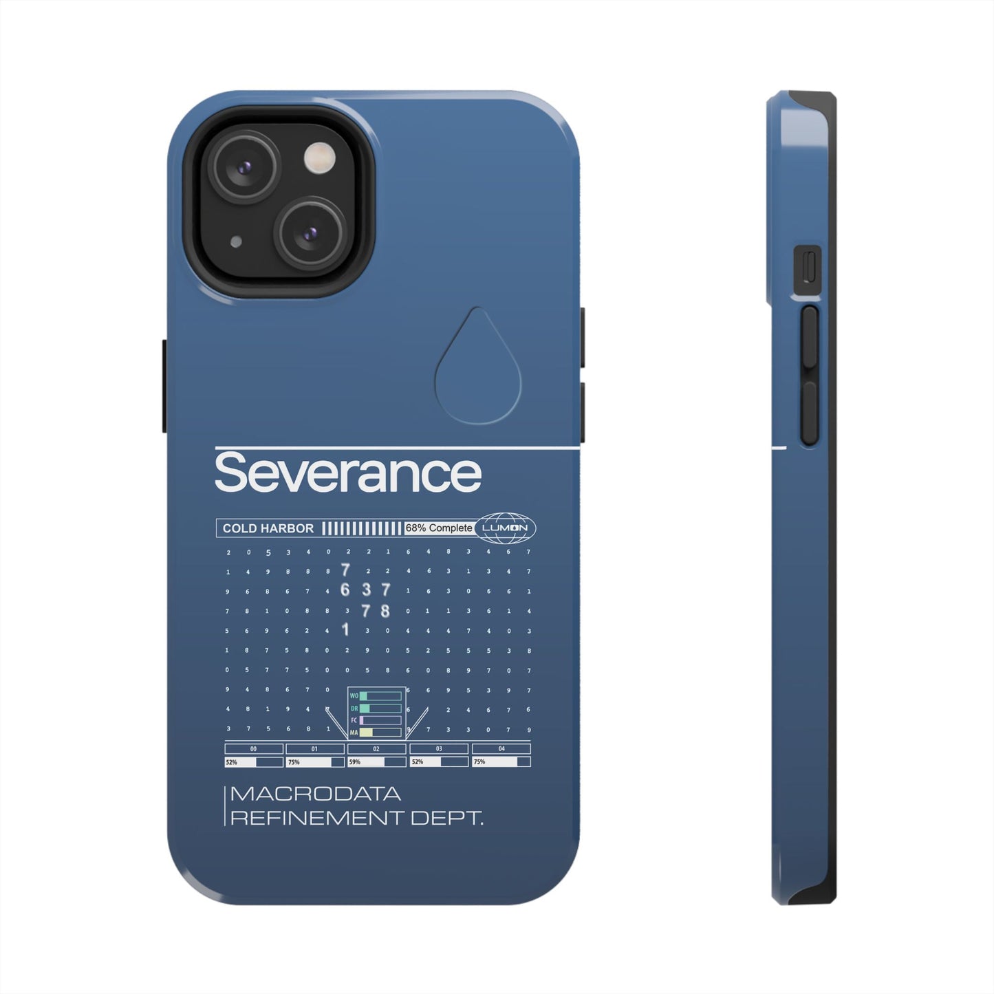 Severance Inspired Phone Case Cold Harbor Corporate Blue Design