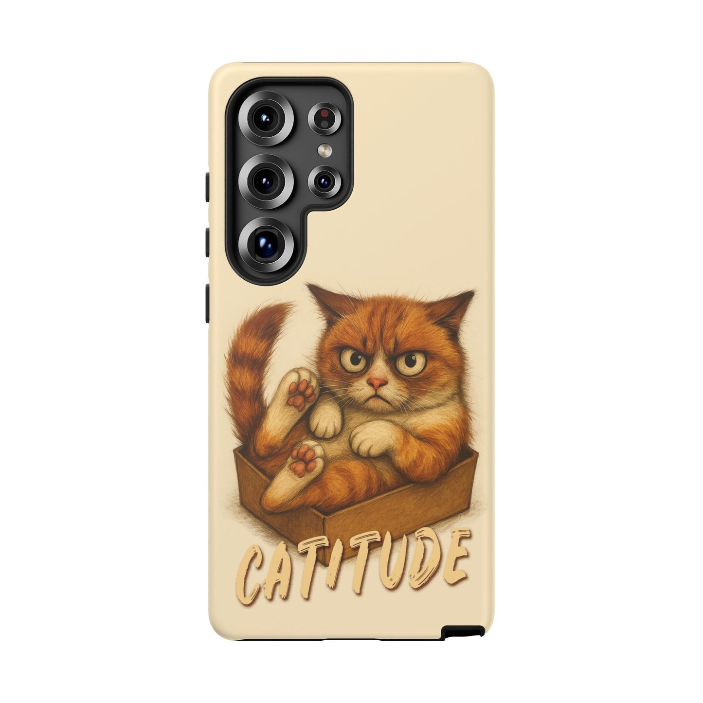 Grumpy Ginger Cat Phone Case CATITUDE in a Box
