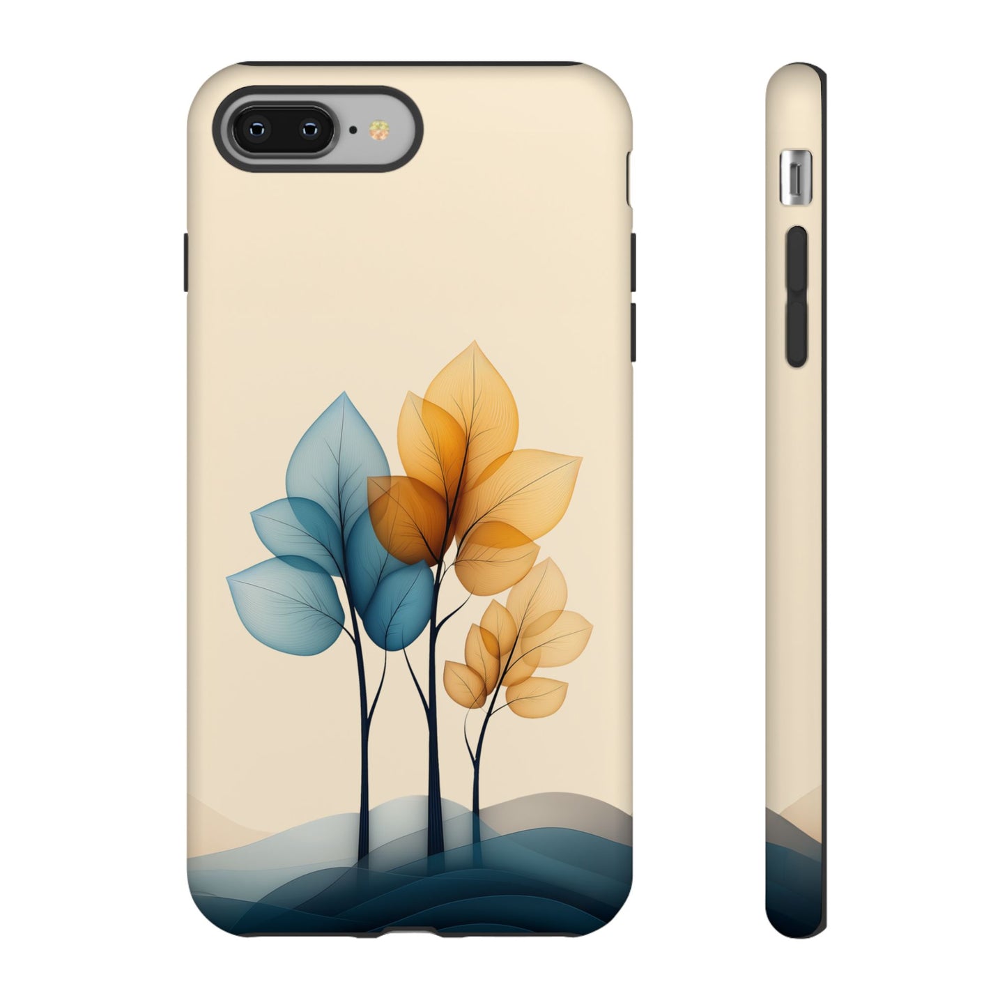 Abstract Trees Blue Yellow Beige, Minimalist Style