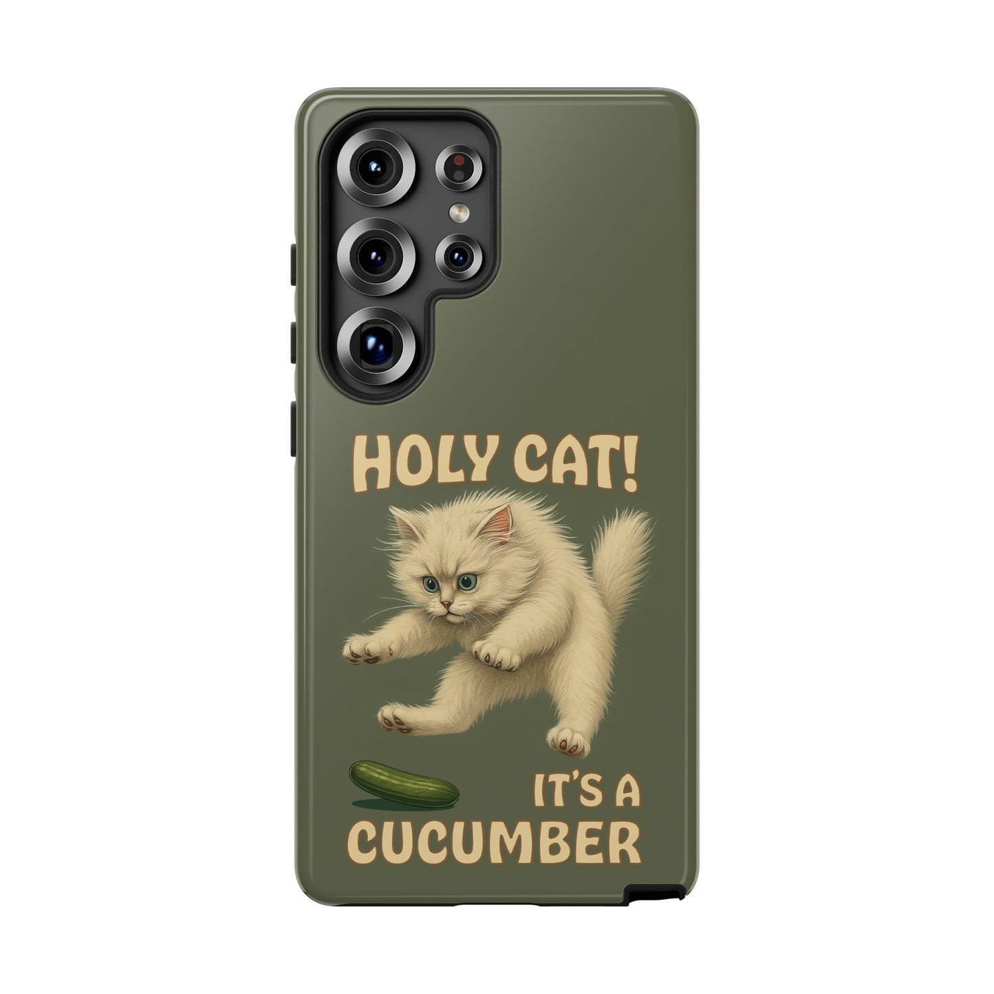 Holy Cat! It's a Cucumber – Funny Jumping Cat Phone Case