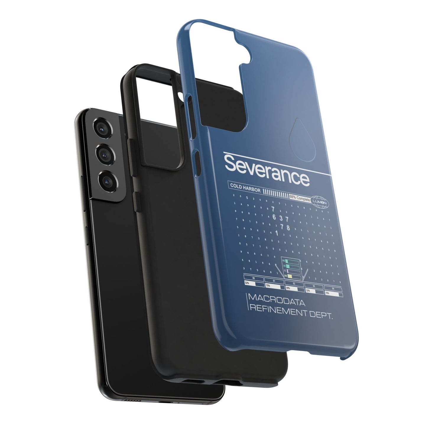 Severance Inspired Phone Case Cold Harbor Corporate Blue Design