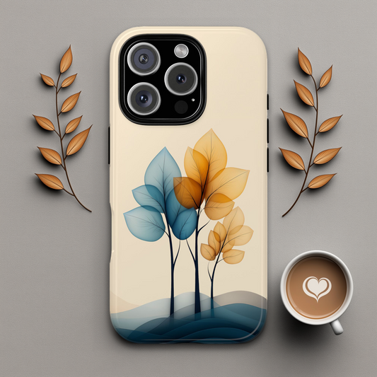 Abstract Trees Blue Yellow Beige, Minimalist Style