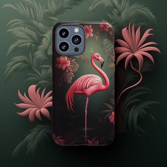 Pink Flamingo and Dark Floral Design, Patrick Brown Style