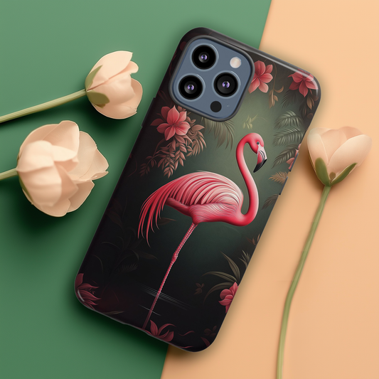Pink Flamingo and Dark Floral Design, Patrick Brown Style