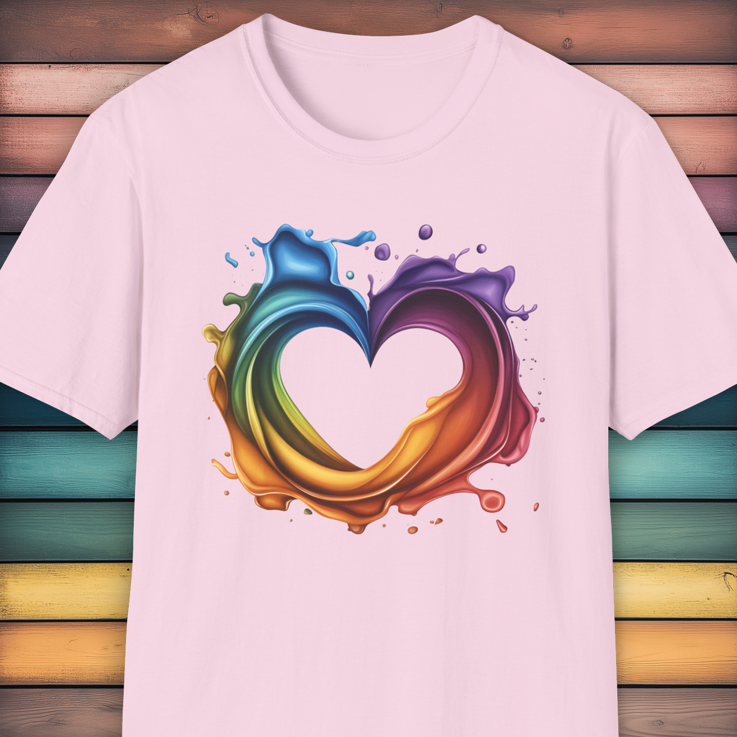 Rainbow Heart Splash PRIDE T-Shirt.