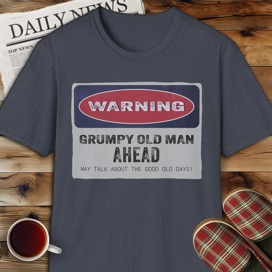 Grumpy Old Man Warning Sign Unisex Softstyle T-Shirt