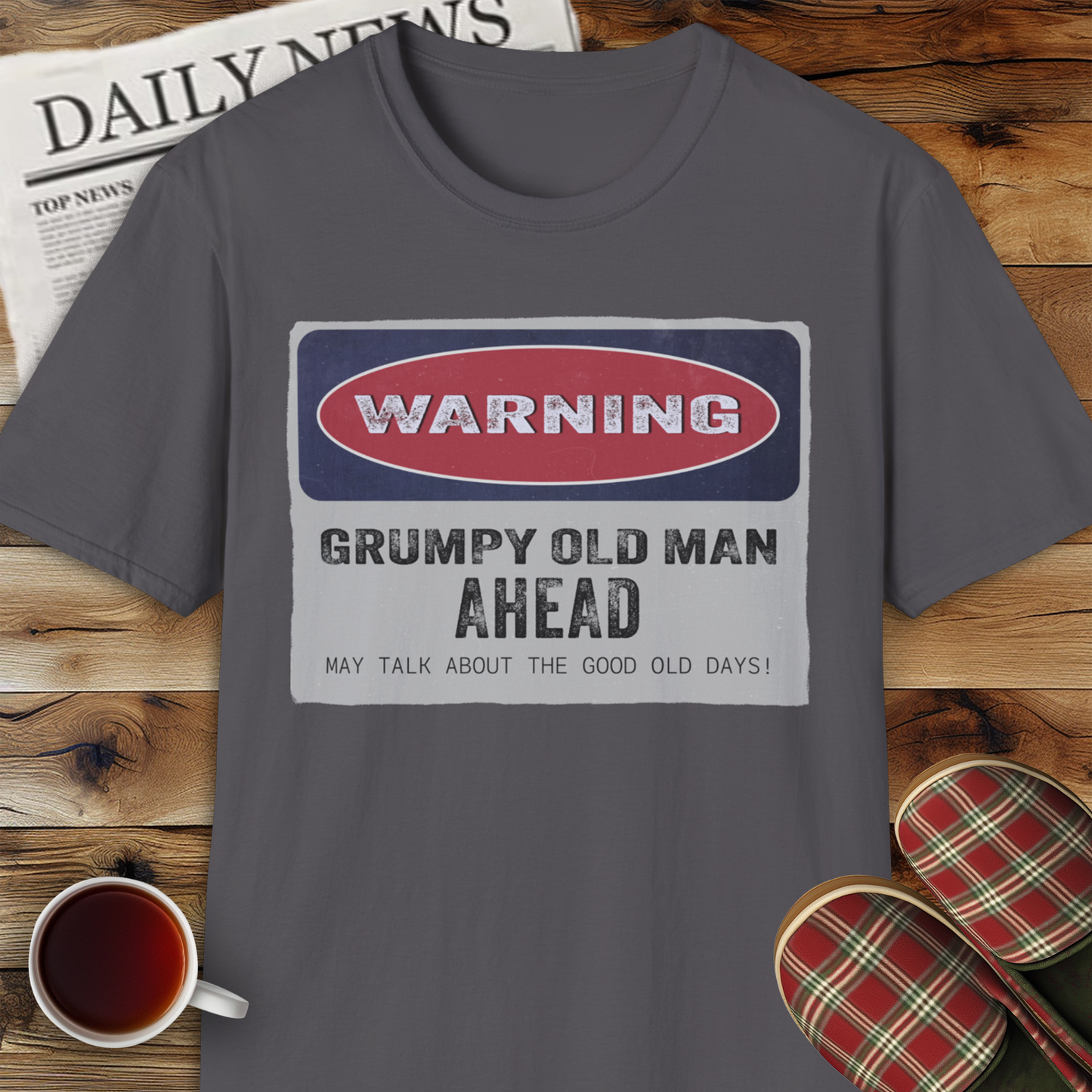 Grumpy Old Man Warning Sign Unisex Softstyle T-Shirt