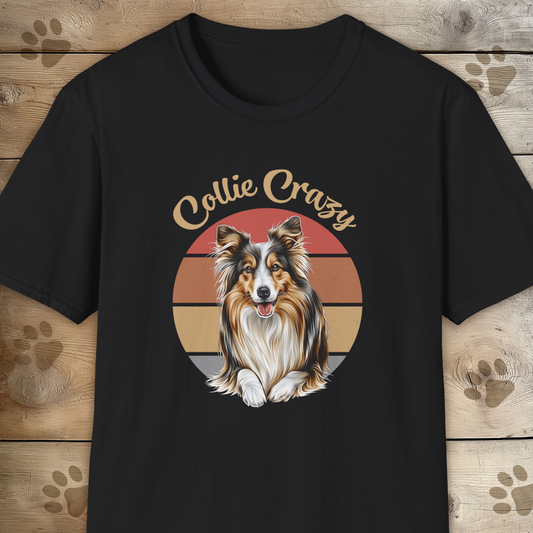 Collie Crazy Retro Sunset T Shirt.