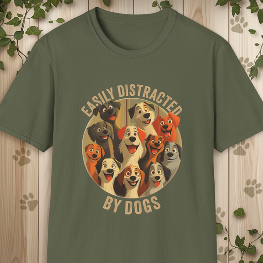 Easily Distracted By Dogs Unisex Softstyle T-Shirt