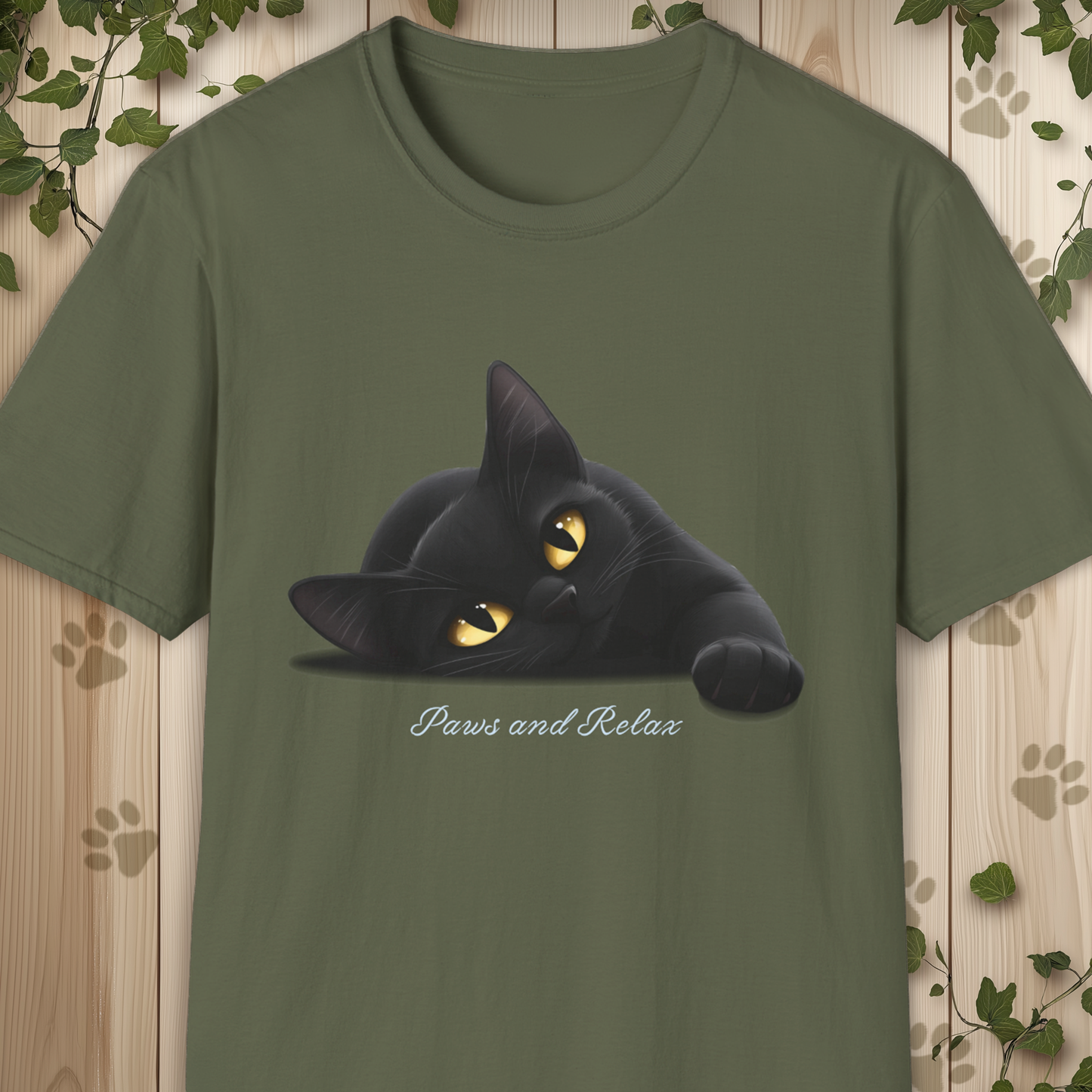 Black Cat Paws and Relax T-Shirt