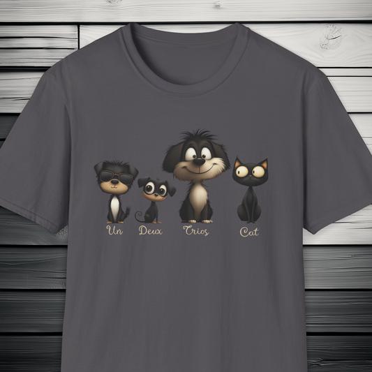 French Numbers Cat Dog T-Shirt