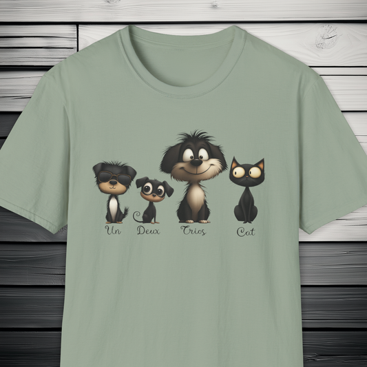 French Numbers Dogs + Cat T-Shirt
