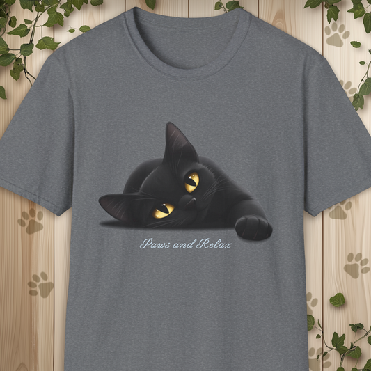 Black Cat Paws and Relax Unisex Softstyle T-Shirt