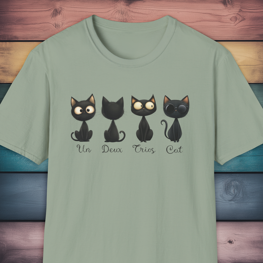 Four Black Cats Funny French Number T Shirt