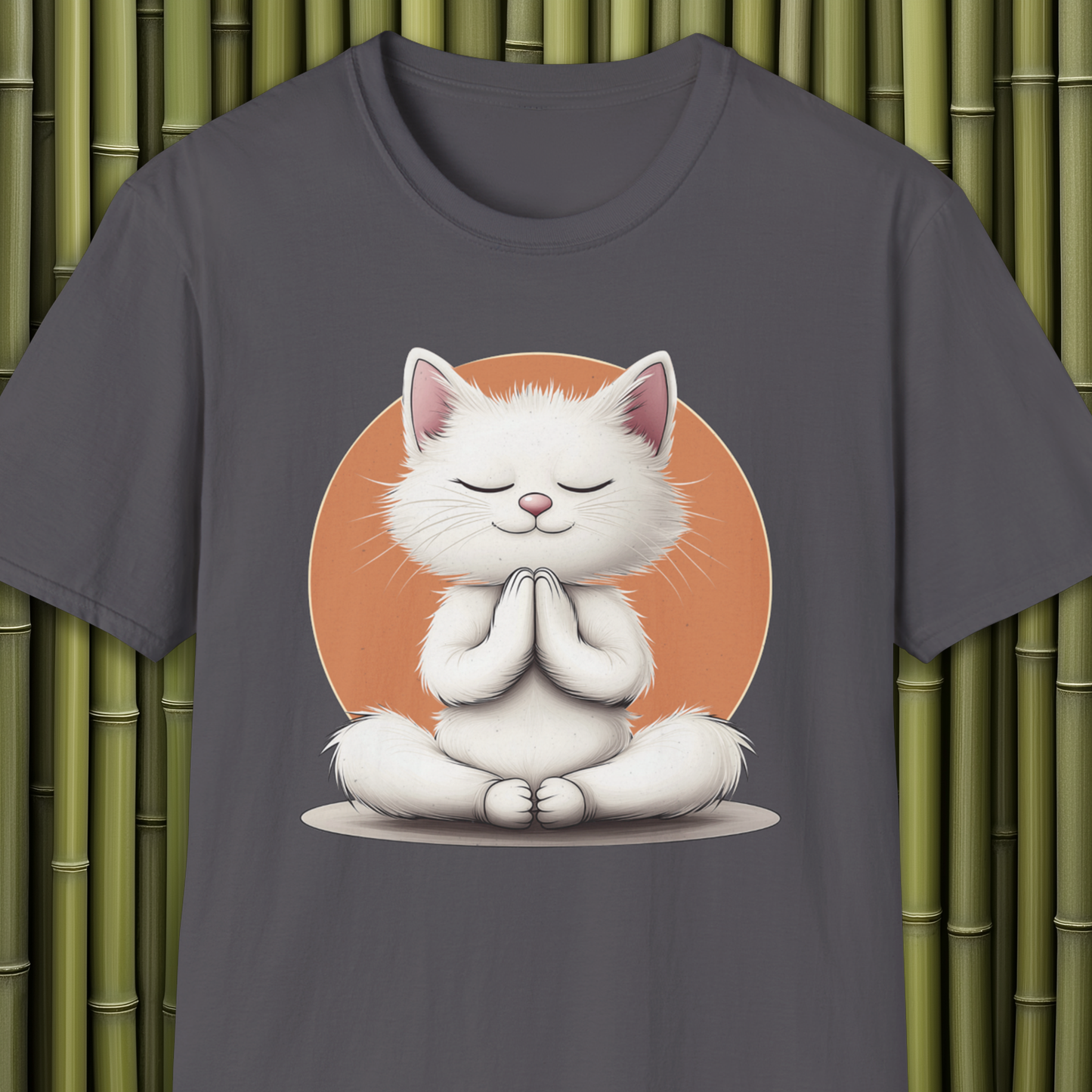 Meditative Buda White Cat T-Shirt