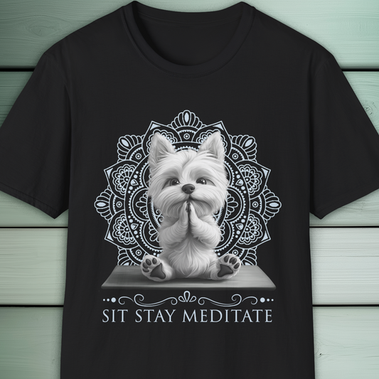 Westie Dog Yoga T-Shirt, Cute Zen Meditation Tee