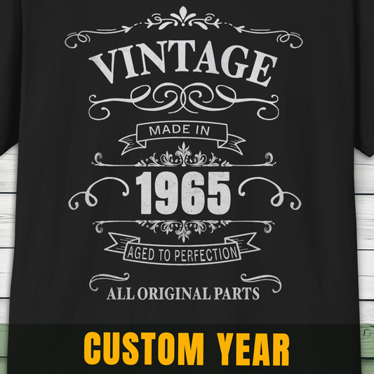 Vintage Custom Year Retro T-Shirt Birthday Personalized Aged to Perfection