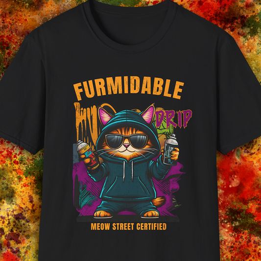 Furmidable Drip Cat  Graffiti Style T-Shirt